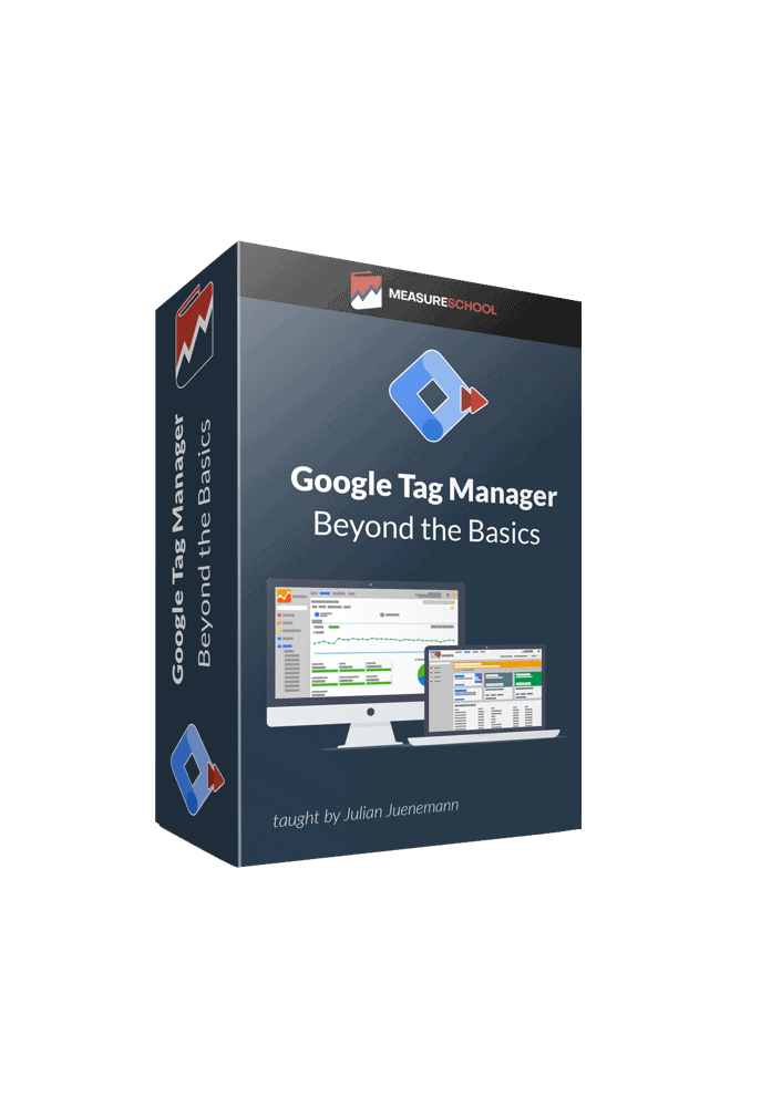 Product box shot of the Google Tag Manager Beyond the Basics course