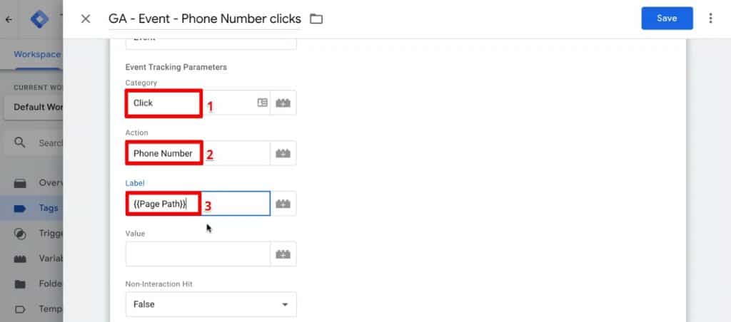 Adding Event Tracking Parameters for a Google Analytics Tag